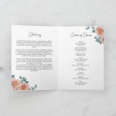 Christelijke Peach Roos Funeral Order of Service Kaart (Binnen)