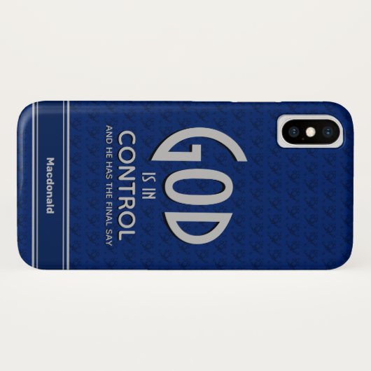 Christelijke, persoonlijke GOD IS IN CONTROLE Blue Case-Mate iPhone Case (Achterkant (horizontaal))