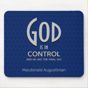 Christelijke, persoonlijke GOD IS IN CONTROLE Blue Muismat