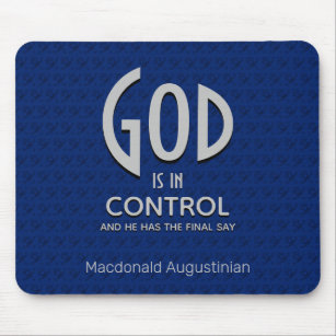 Christelijke, persoonlijke GOD IS IN CONTROLE Blue Muismat