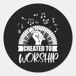 Christelijke pianist Creëer om cadeau te aanbidden Ronde Sticker