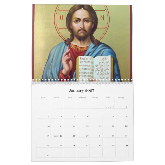 Christelijke pictogramkalender kalender (Jan 2027)
