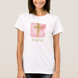 *~* Christelijke PinK Cross Gold Glitter FAITH T-shirt