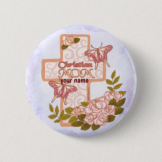 Christelijke pinknop voor mama ronde button 5,7 cm (Voorkant)