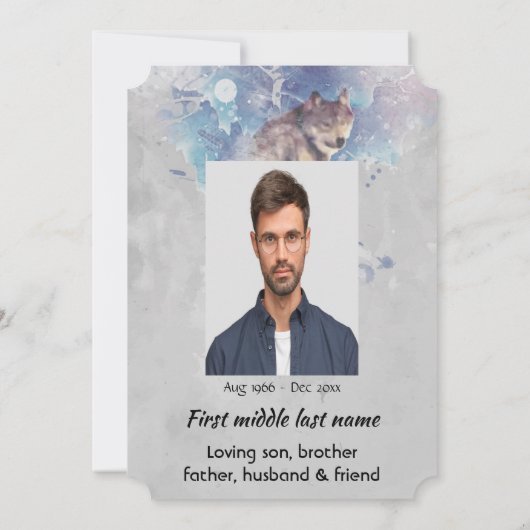 Christelijke Pocket Keepsake Memorial Wolf Kaart (Achterkant)