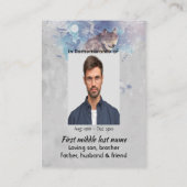 Christelijke Pocket Keepsake Memorial Wolf Visitekaartje (Achterkant)