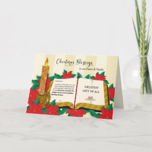 Christelijke Poinsettias met kerstzegeningen Kaart
