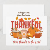 Christelijke pompoen DANKBAAR Happy Thanksgiving Feestdagenkaart (Voorkant / Achterkant)