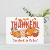 Christelijke pompoen DANKBAAR Happy Thanksgiving Feestdagenkaart (Staand voorkant)