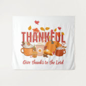Christelijke Pompoen DANKBAAR Prettige Thanksgivin Wandkleed (Voorkant (horizontaal))