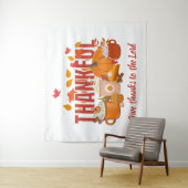 Christelijke Pompoen DANKBAAR Prettige Thanksgivin Wandkleed (In situ)