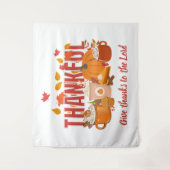 Christelijke Pompoen DANKBAAR Prettige Thanksgivin Wandkleed (Voorkant)