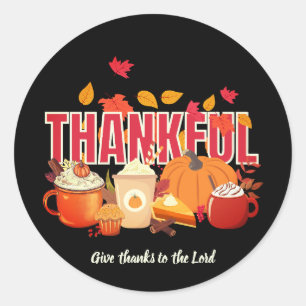 Christelijke Pompoen DANKBARE Thanksgiving Ronde Sticker