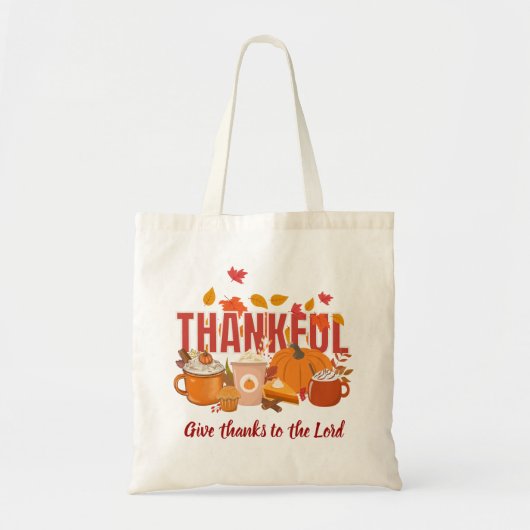 Christelijke Pompoen DANKBARE Thanksgiving Tote Bag (Voorkant)