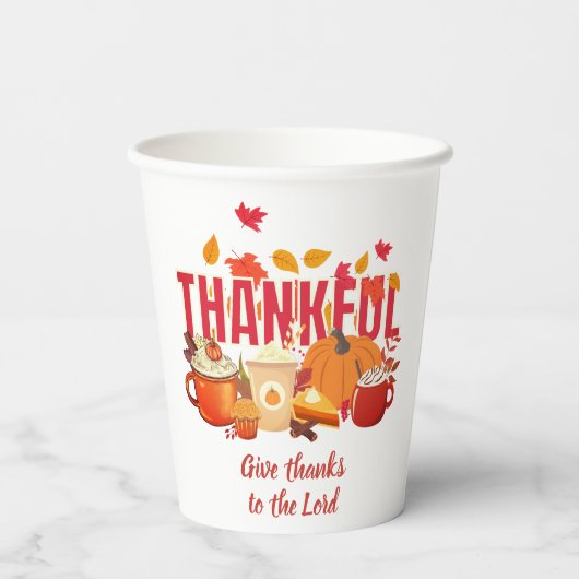 Christelijke pompoen Thanksgiving DANKBAAR Papieren Bekers (Achterkant)