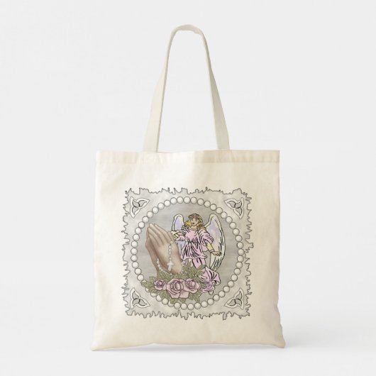 Christelijke Praying Rosary Angel Canvas tas (Achterkant)