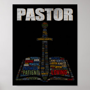 Christelijke predikant woord wolk kerk pastor waar poster