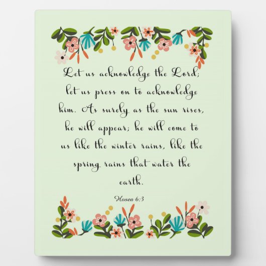 Christelijke prijsopgave - Hosea 6:3 Fotoplaat (Voorkant)