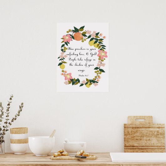 Christelijke prijsopgave - Psalm 36:7 Poster (Keuken)