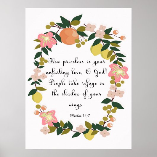 Christelijke prijsopgave - Psalm 36:7 Poster (Voorkant)