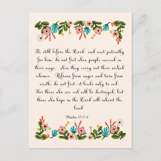 Christelijke prijsopgave - Psalm 37:7-9 Briefkaart (Voorkant)