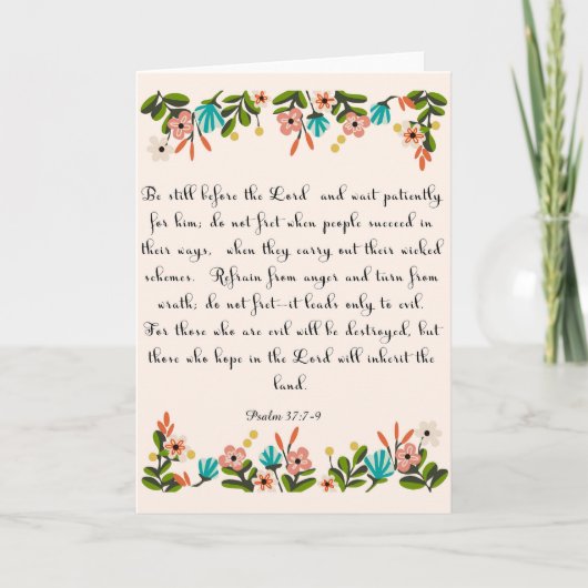 Christelijke prijsopgave - Psalm 37:7-9 Feestdagen Kaart (Voorkant)