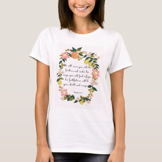 Christelijke prijsopgave - psalm 91:4 t-shirt (Voorkant)