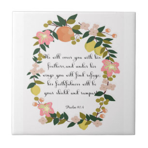 Christelijke prijsopgave - psalm 91:4 tegeltje