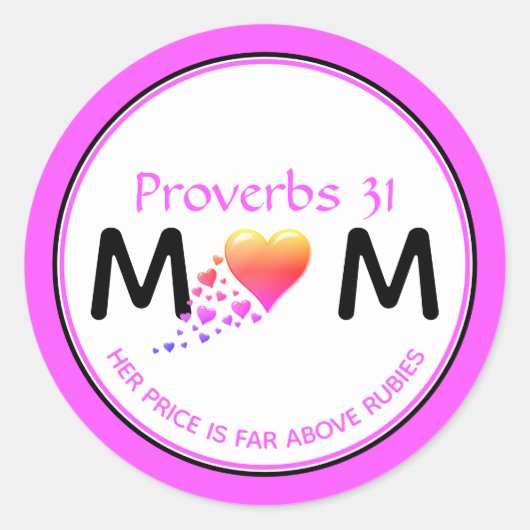 Christelijke PROV 31 MOM Multi-Heart Moederdag Ronde Sticker (Voorkant)
