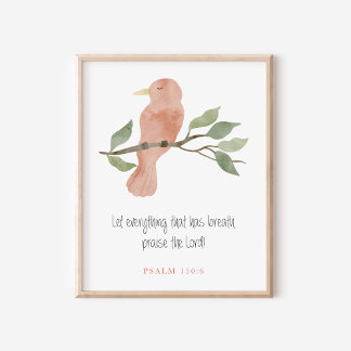 Christelijke Psalm 150:6 Waterverf Vogel Kunst Poster