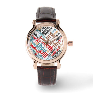 Christelijke PSALM 23 Colorful Word Art Horloge