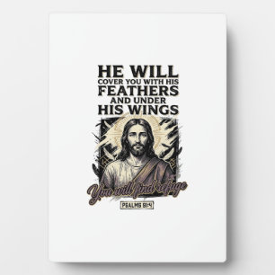 Christelijke Psalm 91_4 Jezus Vintage Gravure Shir Fotoplaat