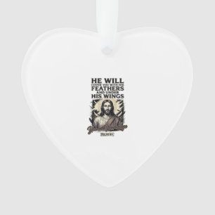 Christelijke Psalm 91_4 Jezus Vintage Gravure Shir Ornament