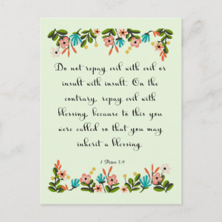 Christelijke Quote Art - 1 Petrus 3:9 Briefkaart