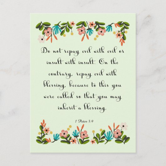 Christelijke Quote Art - 1 Petrus 3:9 Briefkaart (Voorkant)