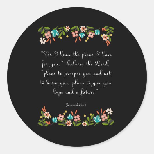 Christelijke Quote Art - Jeremiah 29:11 Ronde Sticker (Voorkant)