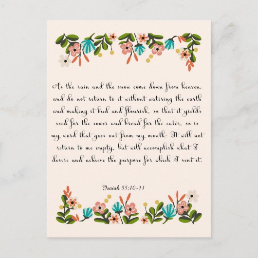 Christelijke Quote Art - Jesaja 55:10-11 Briefkaart (Voorkant)