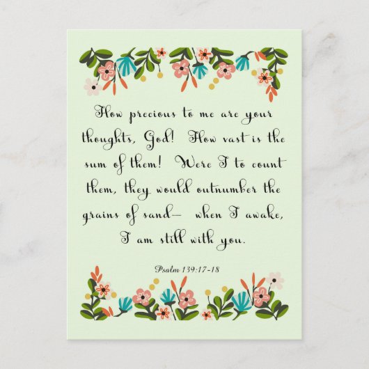 Christelijke Quote Art - Psalm 139: 17-18 Briefkaart (Voorkant)
