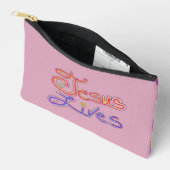 Christelijke quote ‘Jesus Lives’ Bloemkleur Zacht Etui (Open)