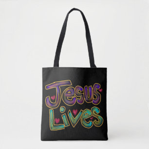Christelijke Quote ‘Jezus Leeft’ Aangepaste Naam Tote Bag