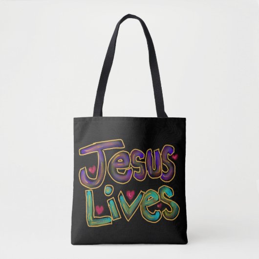 Christelijke Quote ‘Jezus Leeft’ Aangepaste Naam Tote Bag (Voorkant)