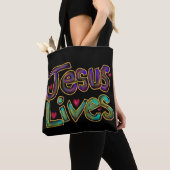 Christelijke Quote ‘Jezus Leeft’ Aangepaste Naam Tote Bag (Dichtbij)