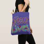 Christelijke Quote ‘Jezus Leeft’ Aangepaste Naam Tote Bag (Dichtbij)
