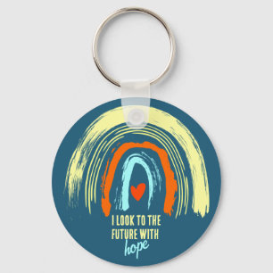 CHRISTELIJKE QUOTE RETRO BOHO REGENBOOG RONDE SLEUTELHANGER