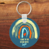 CHRISTELIJKE QUOTE RETRO BOHO REGENBOOG RONDE SLEUTELHANGER (Voorkant)