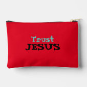 Christelijke quote ‘Trust Jesus’ Bloemen op rood Etui (Achterkant)
