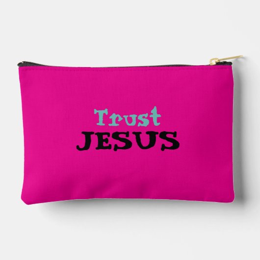 Christelijke quote ‘Trust Jesus’ Bloemen op Roze Etui (Achterkant)