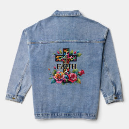 Christelijke regenboog geloofskruis denim jacket