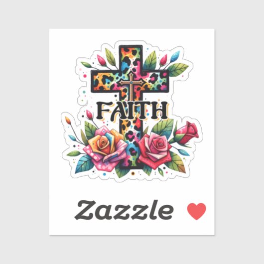 Christelijke regenboog geloofskruis sticker (Vel)