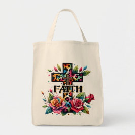 Christelijke regenboog geloofskruis tote bag